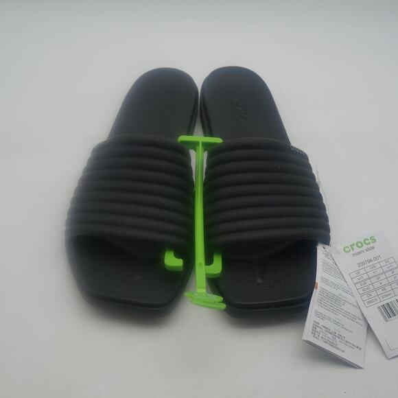 NEW Crocs Miami Sandals Slides BLACK Open Toe Women's 11 - Picture 3 of 8